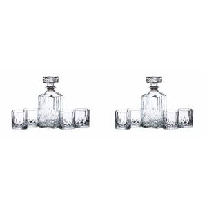 2x 5pc BarCraft 900ml Whiskey Decanter w/ 200ml Glass Tumbler - Clear