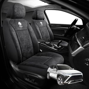 Australian Goose Edition Front Seat Covers for Hyundai Kona 2023 - Current (SX2 Petrol) - Suede, Universal Fit - Black