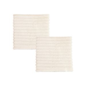 SOGA 2X Cream Corduroy Square Cushion Soft Leaning Plush Backrest Throw Seat Pillow