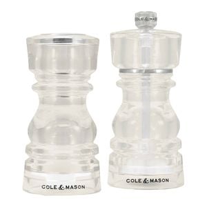 2pc Cole And Mason London Acrylic Salt Shaker With Pepper Mill 13cm Ceramic