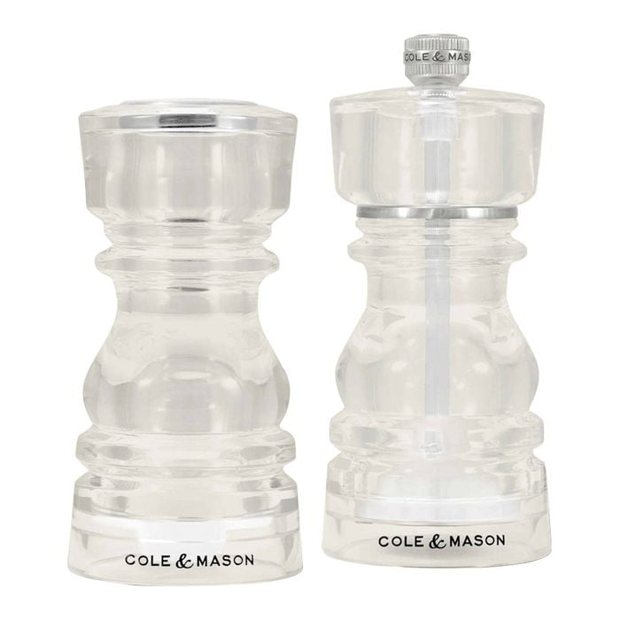 2pc Cole And Mason London Acrylic Salt Shaker With Pepper Mill 13cm Ceramic