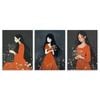 3pcs The Girl is in the Flower Beauty Print 100% Australian Made 3 x 40x60cm (Metal Print)
