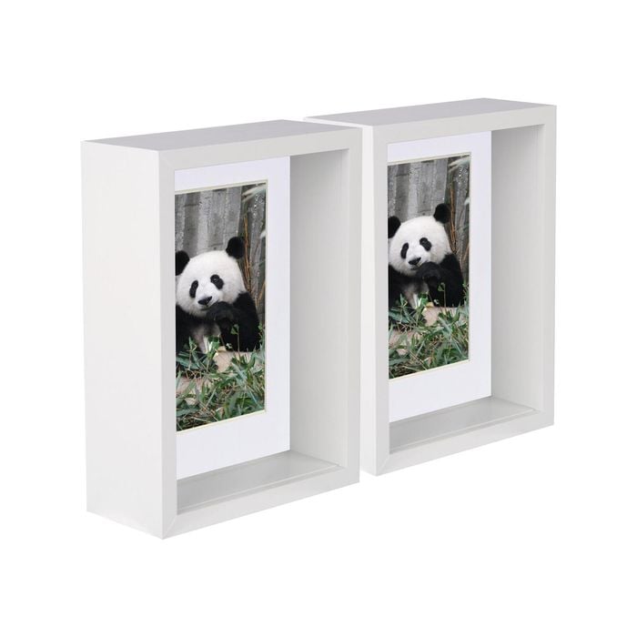 Nicola Spring 5" X 7" White 3d Deep Box Photo Frames - 4" X 6" Mount - Pack Of 2