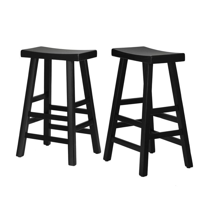 Oikiture Bar Stool Wooden Black 2X