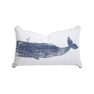 Nautical Whale 50cm Cushion Pillow Rectangle - White/Blue