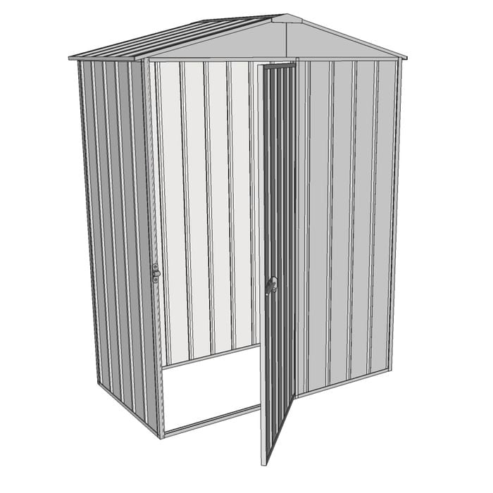 Build-a-Shed 1.5 x 0.8 x 2.3m Single Hinged Door Gable Shed - Zinc