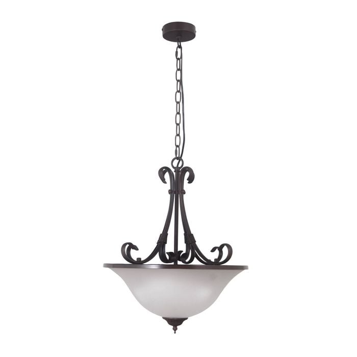 Oriel Lighting Gaston Ii Single Traditional Frost Pendant Light Bronze 3lt