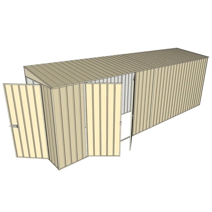 Build-A-Shed 1.2 x 6.0 x 2.0m Skillion Double Hinged Side Doors Shed - Cream