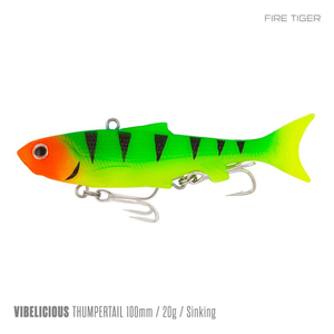 Samaki Vibelicious Thumper Tail 100mm Vibe Fishing Lure Fire Tiger