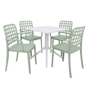 Frankie 5pc Armchair Dining Set - Green White