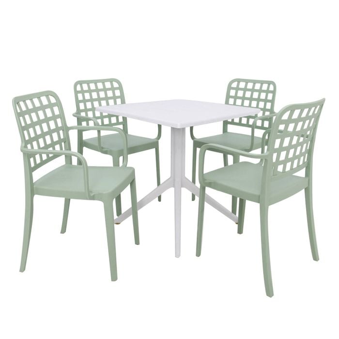 Frankie 5pc Armchair Dining Set - Green White