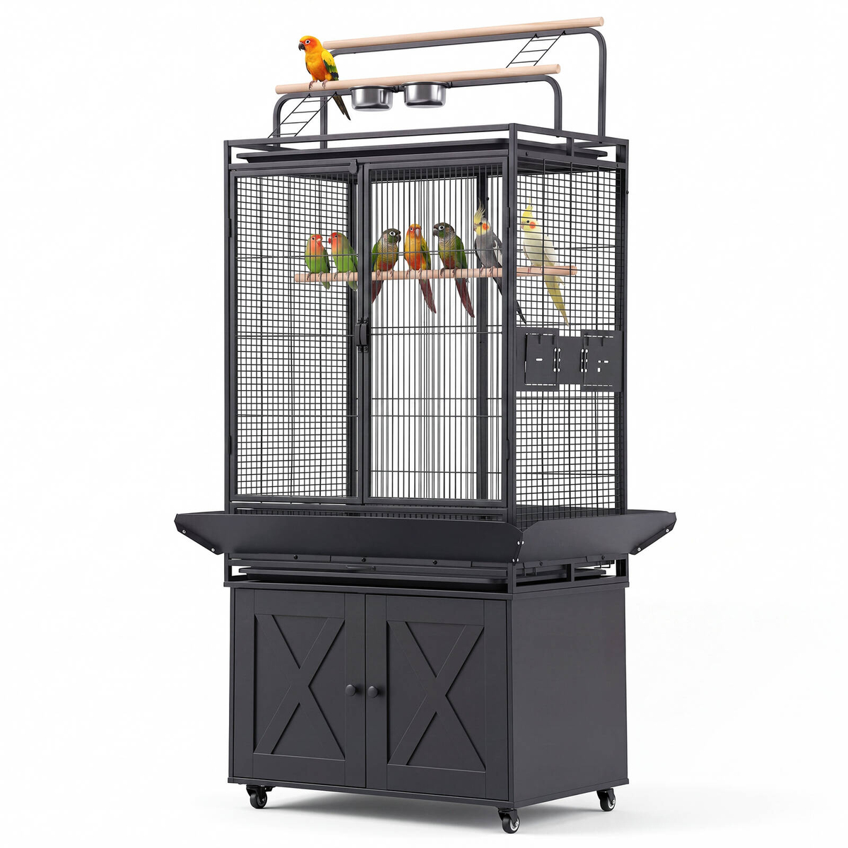 Advwin 176cm Rolling Bird Cage Large Rolling Birdcage with Top Stand ...