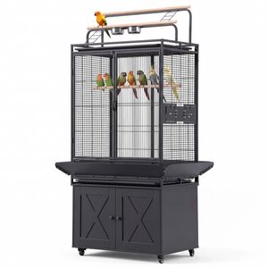 Advwin 176cm Extra Large Bird Cage with Play Top & Storage Cabinet