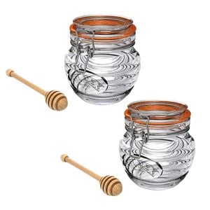Kilner Honey Pot With Beechwood Dipper 400ml | Set Of 2