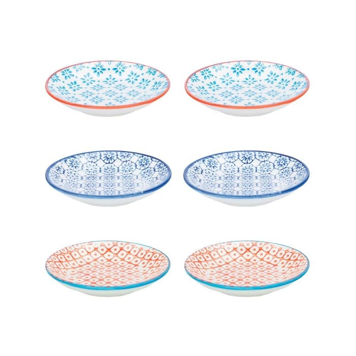 Nicola Spring Patterned Dipping Dishes - Small Bowls for Rice, Soy Sauce & Olive Oil, 10cm - Set of 6