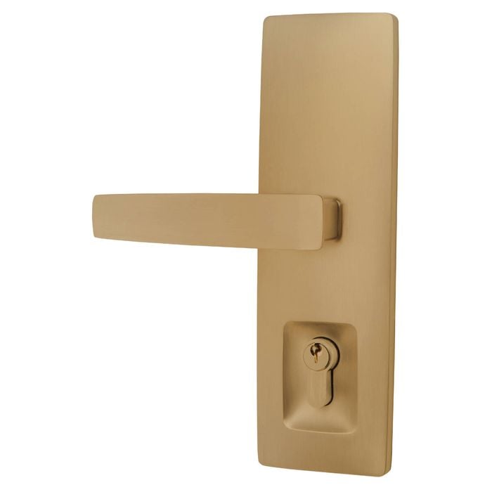Trilock Urban Aurora Double Cylinder Entrance Lever Set in Satin Brass