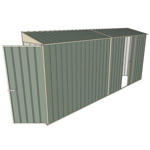 Build-a-Shed 0.8 x 4.5 x 2m Skillion Single Hinged Door Shed with Single Sliding Side Door - Green