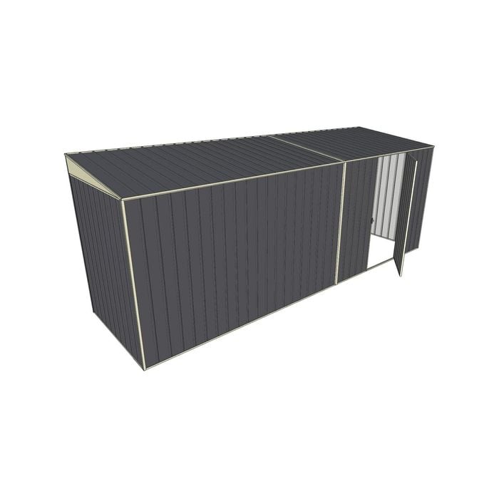 Build-a-Shed 1.5 x 5.2 x 2m Single Hinged Side Door Skillion Shed - Grey
