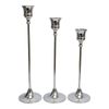 3pc Metal 26/31/36cm Stick/Taper Candle Holder Display Home Decor Set Silver