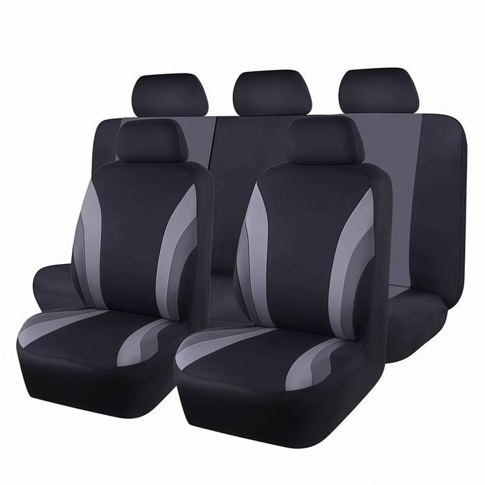 Catzon Car Seat Covers Full Set Vehicle Front And Rear Seat Protectors For Suvs Trucks-gray