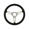 14" Aluminium 6 Bolt Steering Wheel Black Leather Full-Wrap Slotted Spokes