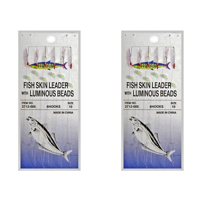 2x Surecatch Wilson Bait Jig - Fish Skin Fishing Rig 6 Hook - Size 10