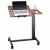 VEVOR Mobile Overbed Table Wood Black with Flip Desktop and 4 Wheels Cup Holder for Home