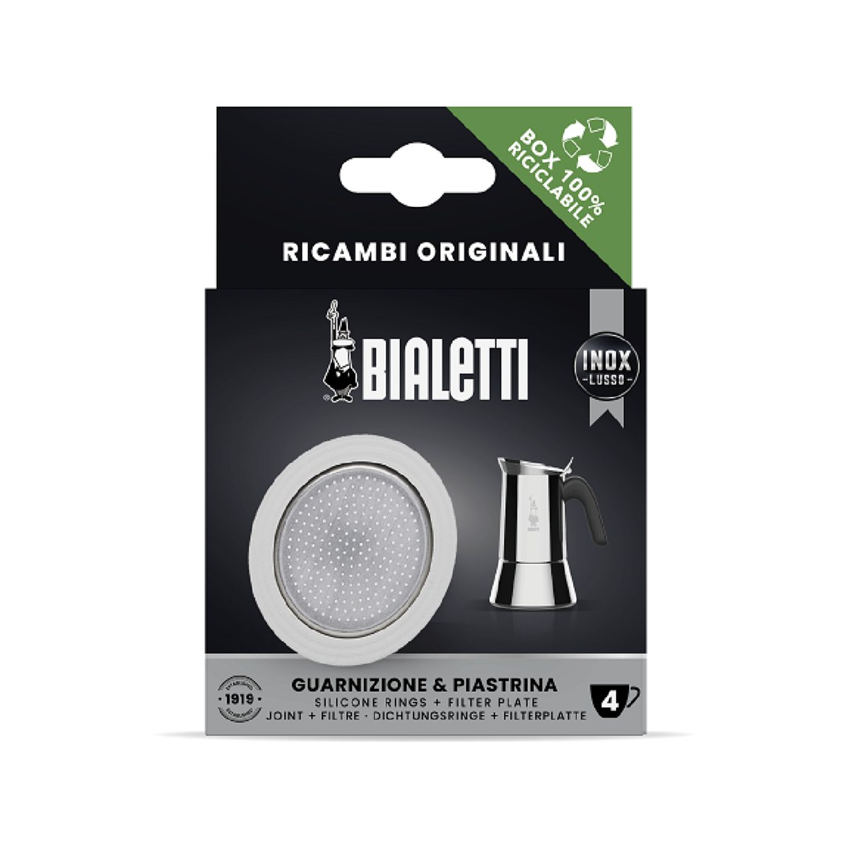 Bialetti Silicone Ring Gasket + Filter Plate For SS Percolator - 4 Cup ...