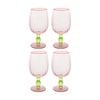 4pk Lvd Decorative Poppy Wine Glass Barware/drinkware Cup Decor Green/red