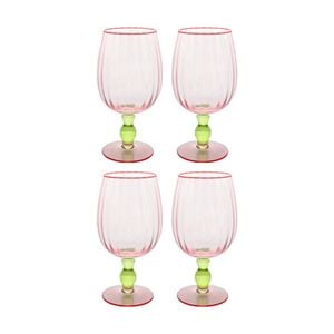 4pk Lvd Decorative Poppy Wine Glass Barware/drinkware Cup Decor Green/red