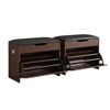 Artiss 2x Shoe Bench Set Flip Drawer Walnut