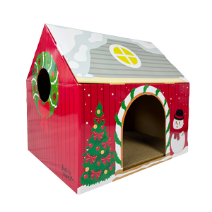 Baxter Bone Festive Cardbord Cat House With Scratcher Insert