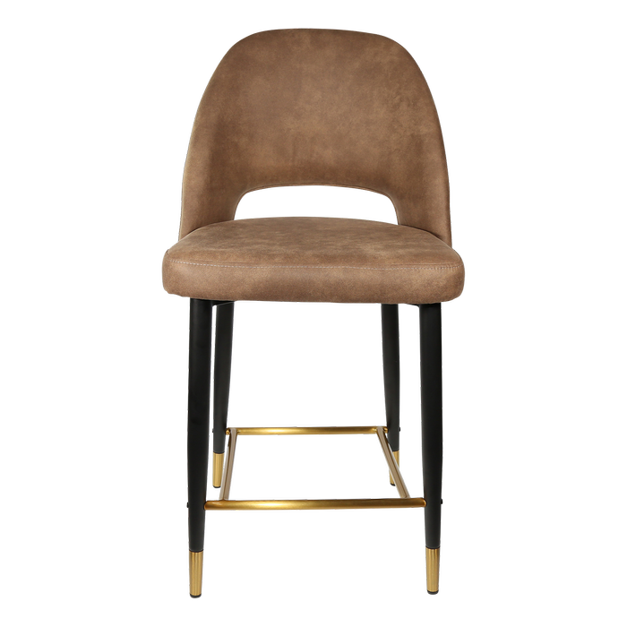 Durafurn 650mm High Mocha Fabric Semifreddo Counter Stool with Black Metal Legs