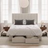 Emilie Queen Ivory White Boucle Four Extra Large Drawer Bed Frame