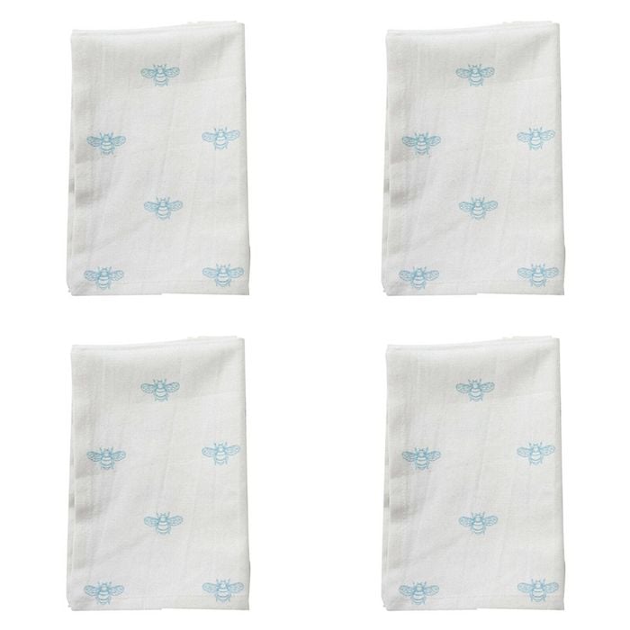 4PK LVD Cotton Stonewash 45cm Square Table Napkin - Bee Blue