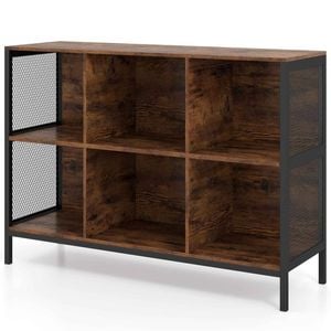 Costway 6 Cube Bookcase 110cm Wide Bookshelf Shelf Industrial Metal
