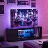 Advwin 145cm LED TV Unit Cabinet Carbon Fiber Gaming Entertainment Center w/ Adjustable Glass Shelves & Cabinet Black