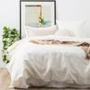Renee Taylor Stone Washed 100% French Linen White Quilt Cover Set
