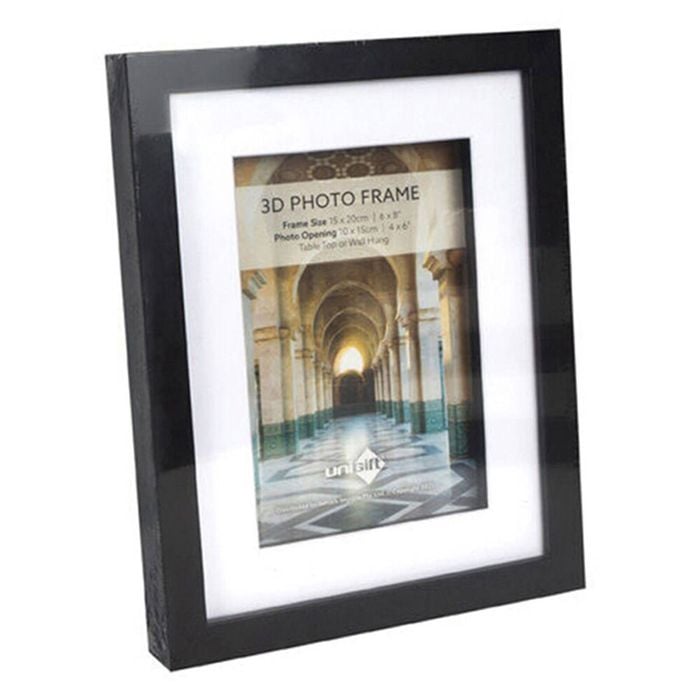 Unigift 3D Wooden/Glass Hanging Picture Photo Frame 15x20/10x15cm Black