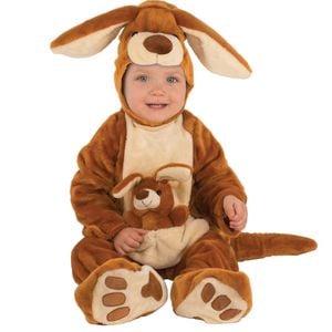 Rubie's Australian Kangaroo Costume with Joey Pouch for Kids – Plush Hooded Onesie, Brown Colour, TODDLER