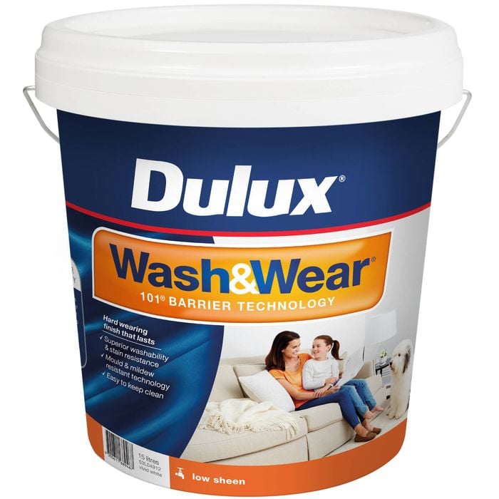 Dulux Wash&Wear Low Sheen Vivid White Interior Paint - 15L