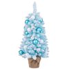 Costway 90cm Blue Mini Christmas Tree Pre-Decorated Snow Flocked Xmas Tree Cotton