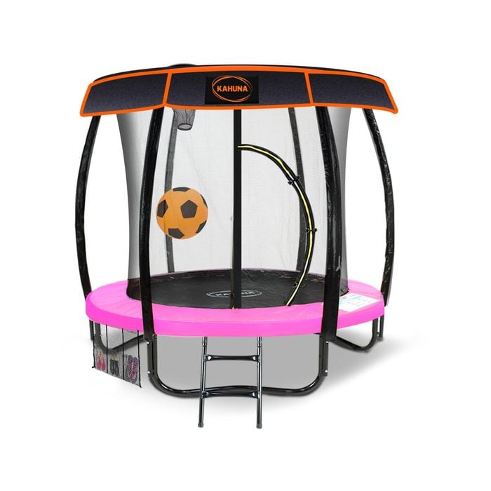 Kahuna Trampoline 6ft With Basketball Set & Roof - Pink