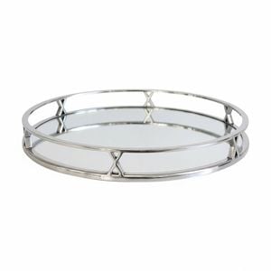 SS Collective Decorative Round Mirror Tray With Cross Detailing 38x4.5cm