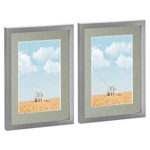 Nicola Spring Photo Frames with A5 Mount - A4 (8" x 12") - Grey - Pack of 2