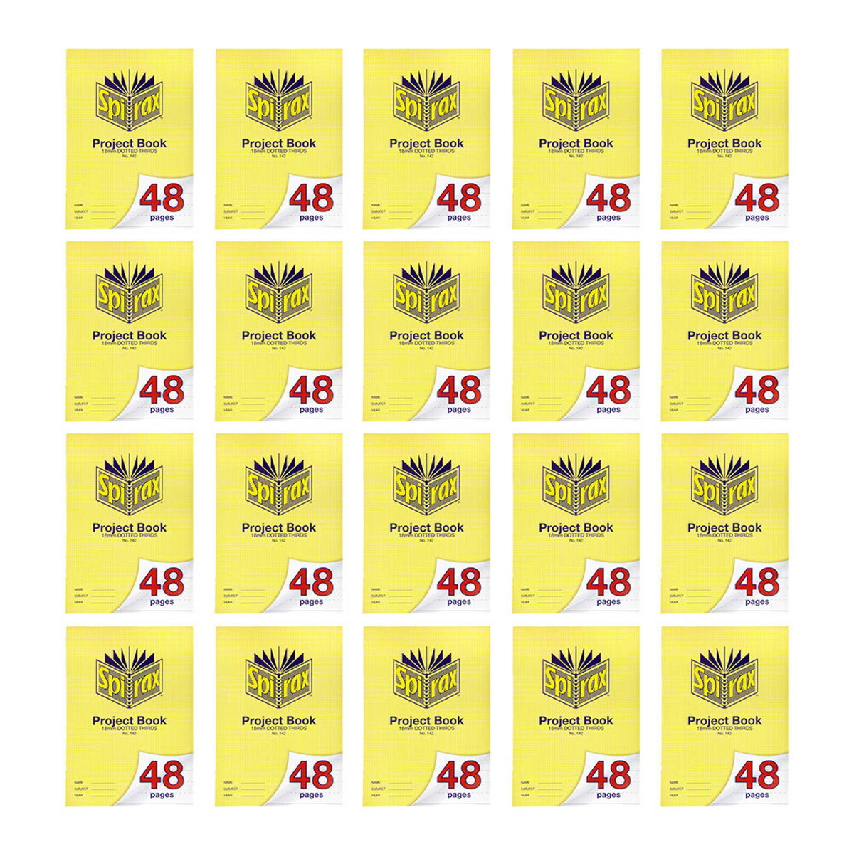20x Spirax 142 Project Book A4 48 Pages 18mm Dotted Thirds Notebook ...