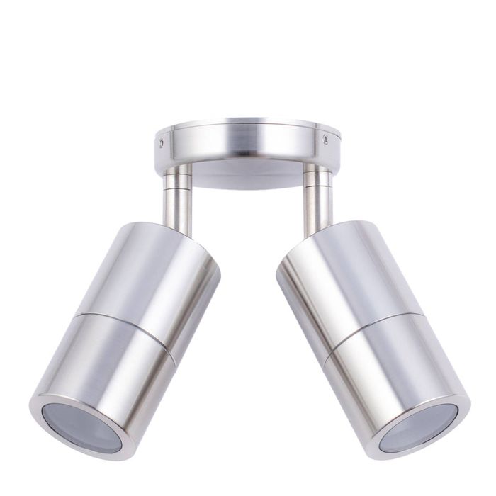 CLA Lighting GU10 Exterior Wall Pillar 2-Light Adjustable Spot Light (316 Stainless Steel) IP65