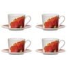 4pc Ashdene Red Poppies Tea/Coffee Cup & Saucer Set