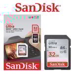 SD Card SanDisk 32GB Ultra SDHC UHS-I Memory Card 120MB/s C10U1 Full HD SDSDUN4-032G-GN6IN