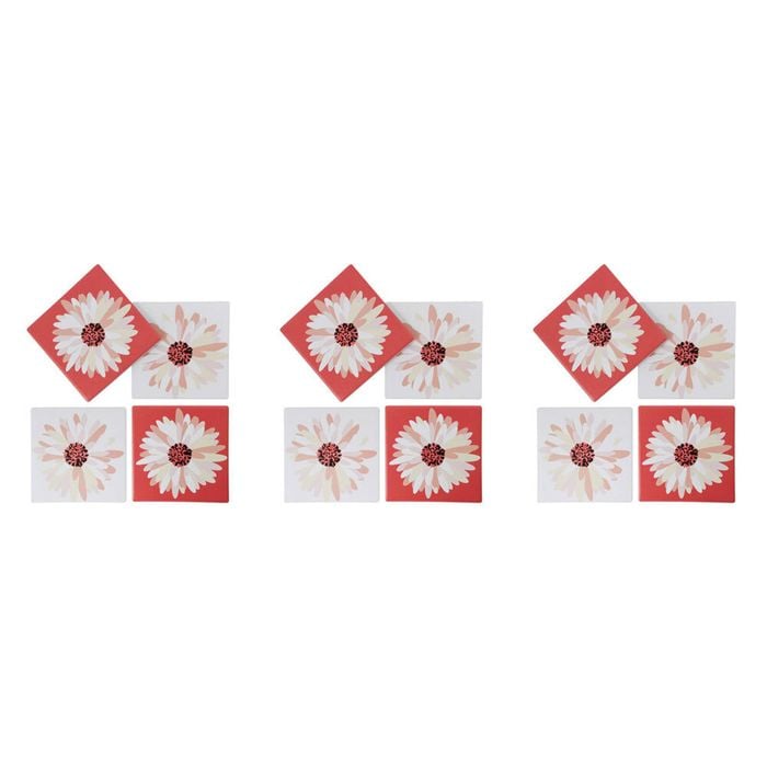 3x 4pc LVD Porcelain Coasters Folk Home/Kitchen Decor 10cm Square